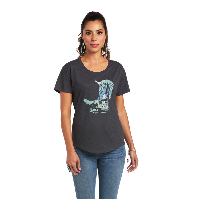 Ariat T-Shirts Damen - Boot Co.™ DunkelGrau ( ULADO-5083 )